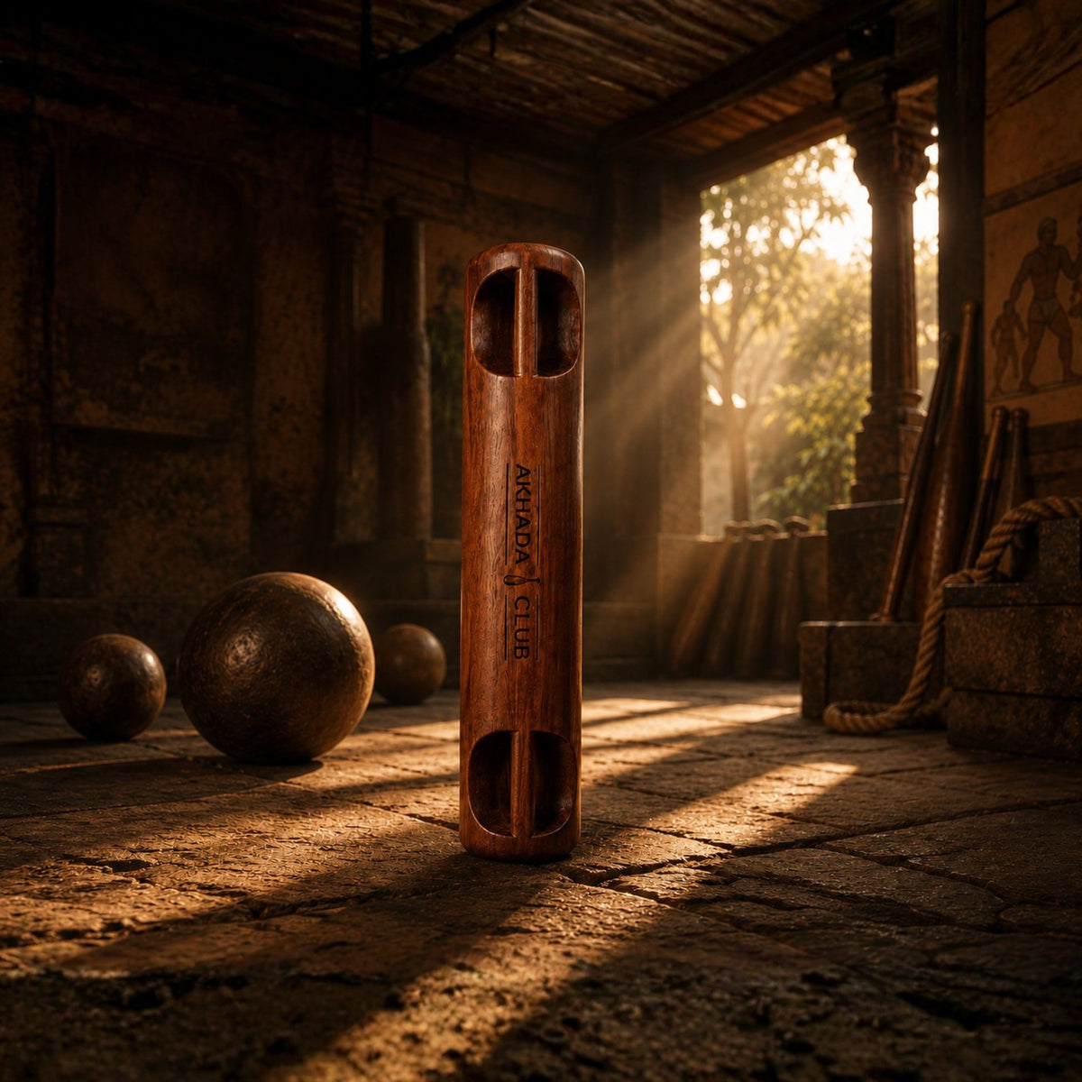 Old Sheesham Wooden Samtola (Mudgar) | Home Gym Equipment