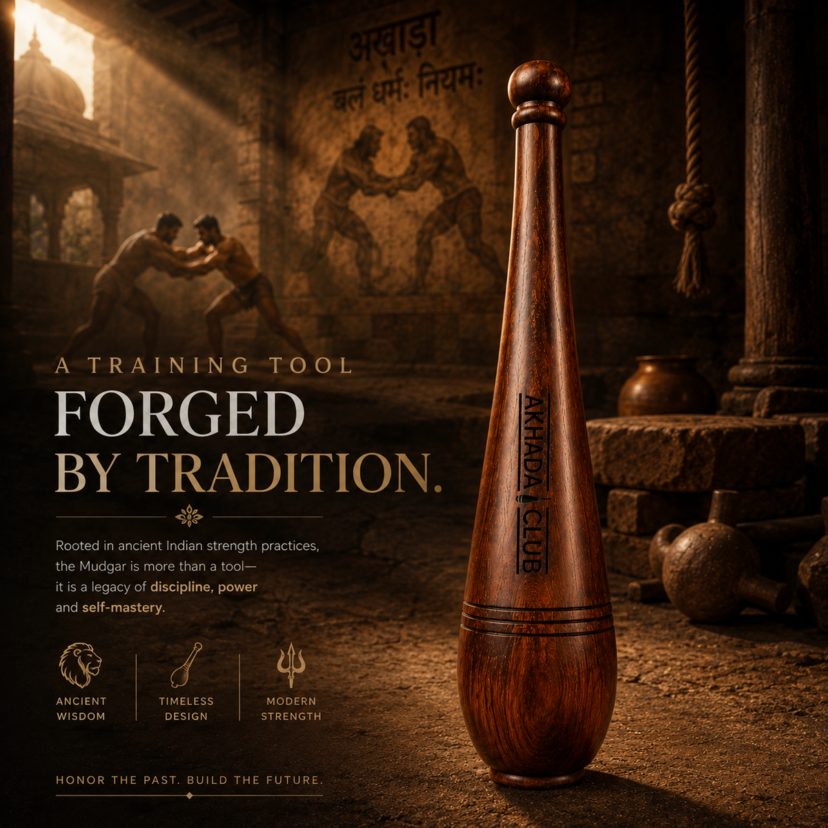 Old Sheesham Wooden Veer Mudgal (Mudgar) | Home Gym Equipment