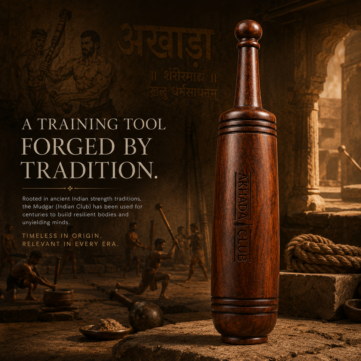 Old Sheesham Wooden Maharaja Mudgal (Mudgar) | Home Gym Equipment