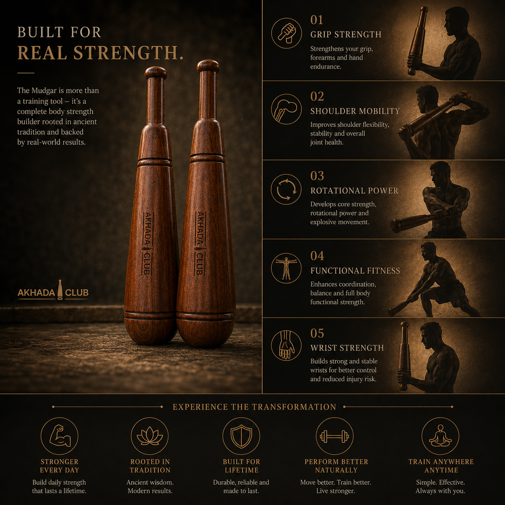 Old Sheesham Wooden Jodi Pair Mudgal (Mudgar Pair) | Home Gym Equipment