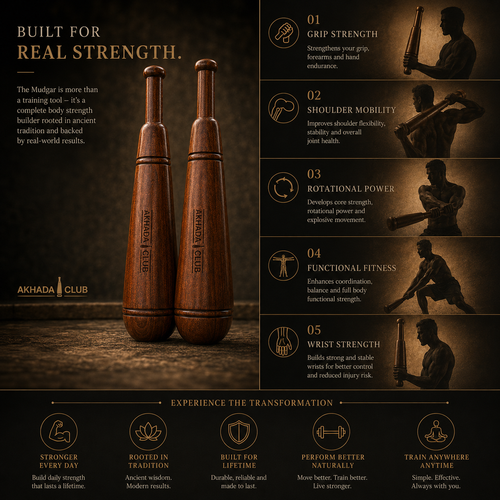 Old Sheesham Wooden Jodi Pair Mudgal (Mudgar Pair) | Home Gym Equipment
