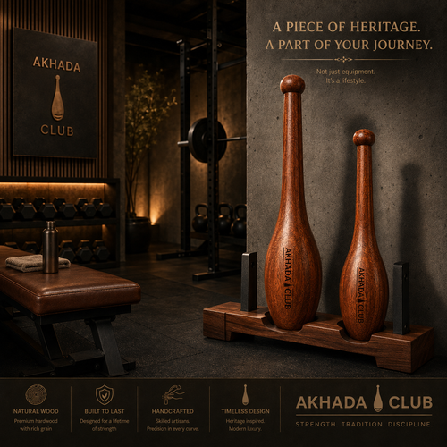 Old Sheesham Wooden Indian clubs (Mudgal) | Home Gym Equipment