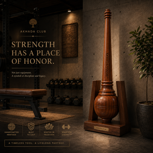 Old Sheesham Wooden Gada (Mudgar) | Home Gym Equipment