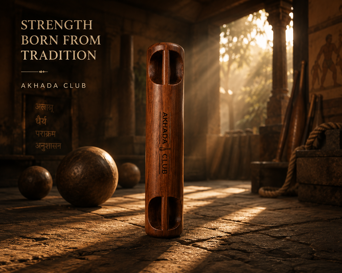 Old Sheesham Wooden Samtola (Mudgar) | Home Gym Equipment
