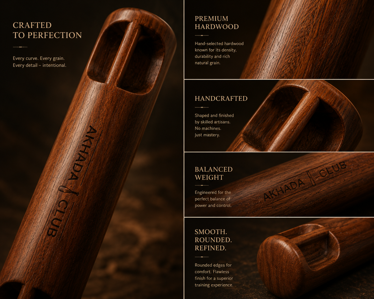Old Sheesham Wooden Samtola (Mudgar) | Home Gym Equipment