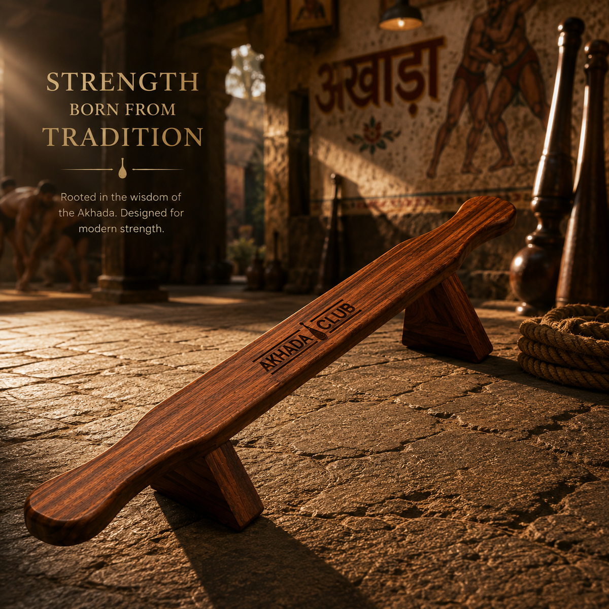 Old Sheesham Wooden Shena Push-Ups (Board) | Home Gym Equipment