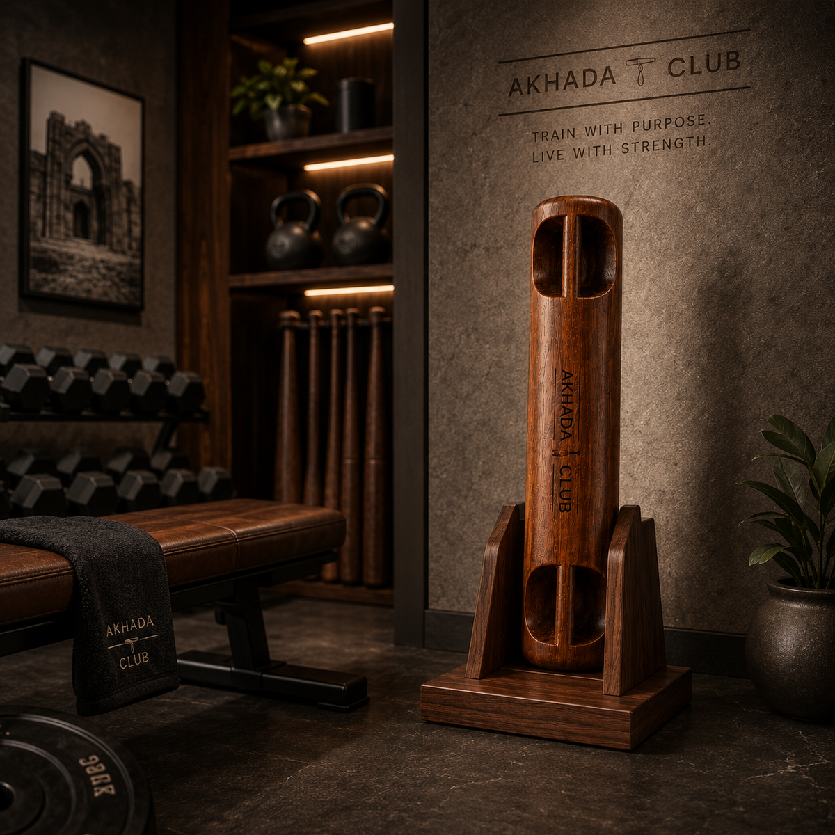 Old Sheesham Wooden Samtola (Mudgar) | Home Gym Equipment