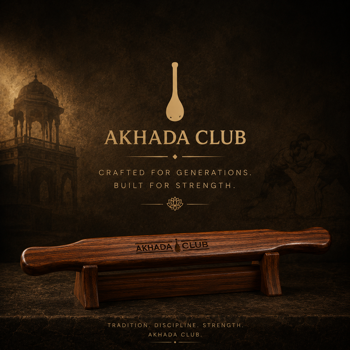 Old Sheesham Wooden Shena Push-Ups (Board) | Home Gym Equipment