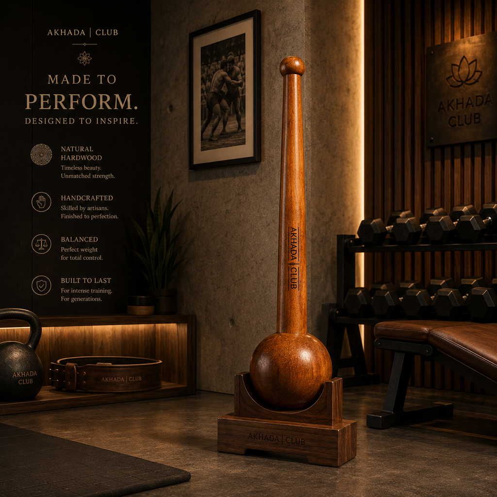Old Sheesham Wooden Mace (Mudgar) | Home Gym Equipment